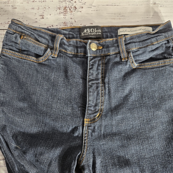 NYDJ Women's bootcut dark wash stretch jeans embroidered pockets sz 14 - Picture 2 of 8